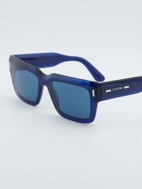 Calvin Klein CK23538S 400 Sunglasses Blue Square Frame, Blue Lenses